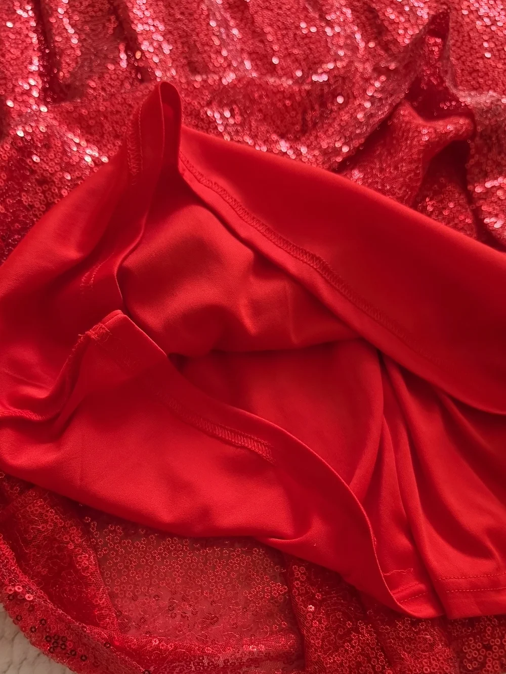 Kate Kasin Red Sequin V-Neck Evening Gown
